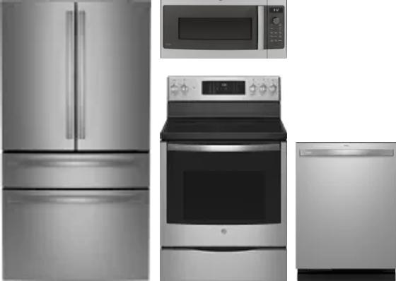 4 Piece Package Includes Refrigerator, Range, Microwave And Dishwasher